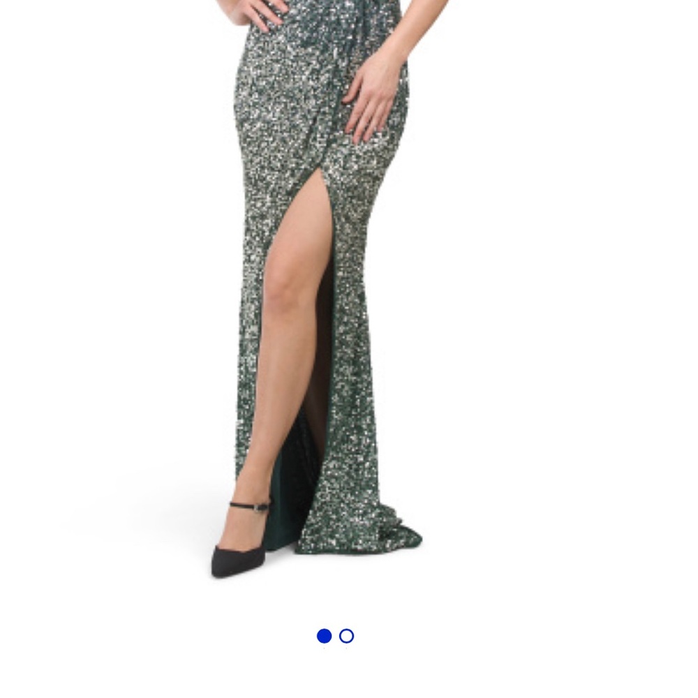 Mac Duggal Silver Sequin Trumpet Maxi Skirt